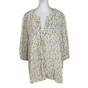 West Kei Yellow and Purple Floral Top Size XXL Plus Size Floral Blouse